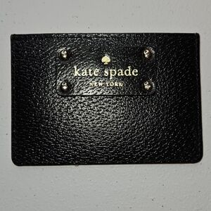 kate spade tan leather card holder with gold logo